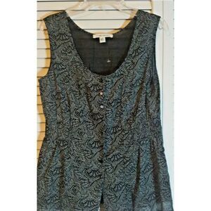 Banana Republic Navy Blue Sleeveless Button Down Tank Top Size XS